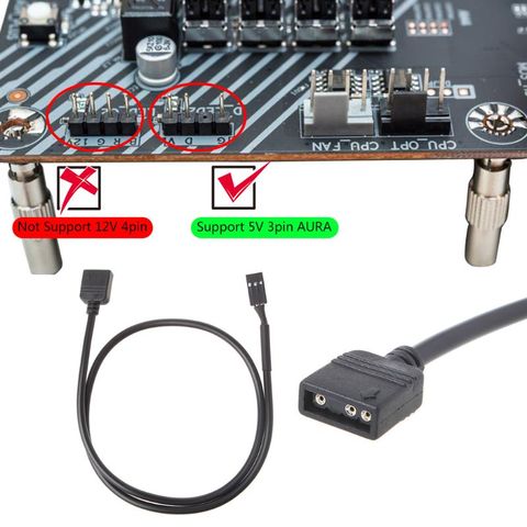 5V 3PIN rvb VDG adaptateur ligne connecteur pour carte mère 5V 3Pin VDG à Normal 3Pin Conversion câble noir ► Photo 1/6