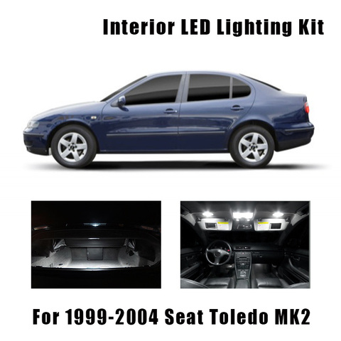 Kit d'éclairage en forme de dôme pour voiture Canbus blanc, 16 pièces, lampe d'intérieur de plaque d'immatriculation LED, pour 1999-2004 Seat Toledo MK2 1M 1 m2 ► Photo 1/6