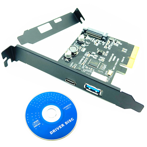 USB 3.1 PCIE PCI Express Carte D'extension PCI-E 4X USB 3.1 Gen2 10gbps 2-Port USB C Adaptateur ASMedia ASM3142 Chipset Pour Ordinateur De Bureau ► Photo 1/6