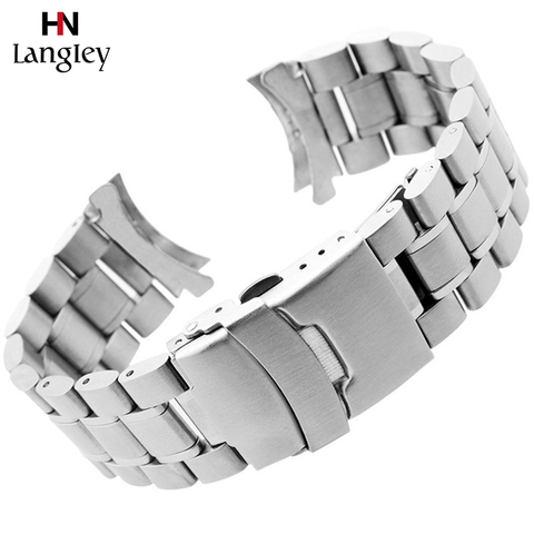 Bracelet de montre en acier inoxydable, 18 20 22 24mm, Interface universelle en Arc, boucle pliante de sécurité, bracelets de haute qualité avec outil ► Photo 1/6