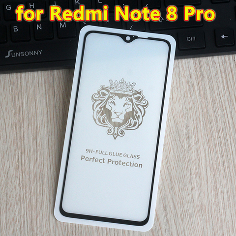 Protecteur d'écran pour Xiaomi, Film à couverture complète en verre trempé noir pour Redmi Note 8 Pro ► Photo 1/6