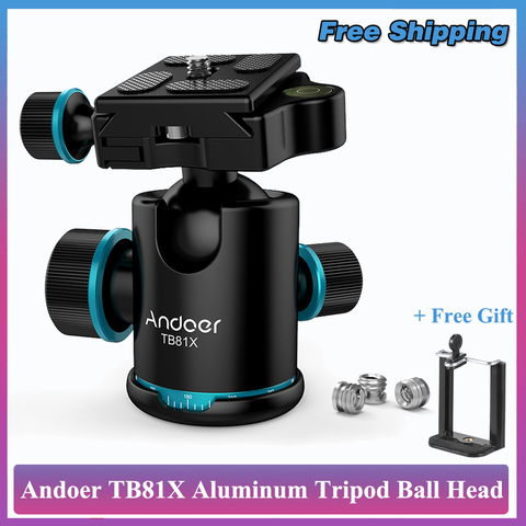 Andoer – tête de trépied en aluminium TB81X, tête de boule panoramique rotative, pour trépied monopode coulissant, appareil photo DSLR ► Photo 1/6