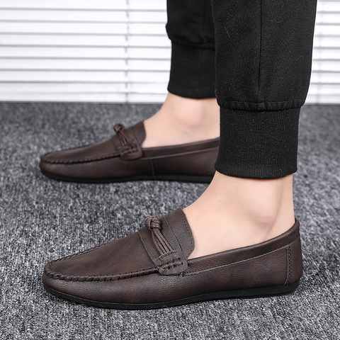Mocassins de marque en cuir et bateau pour homme, chaussures confortables à enfiler, à la mode, 2022, chaussures décontractées ► Photo 1/6