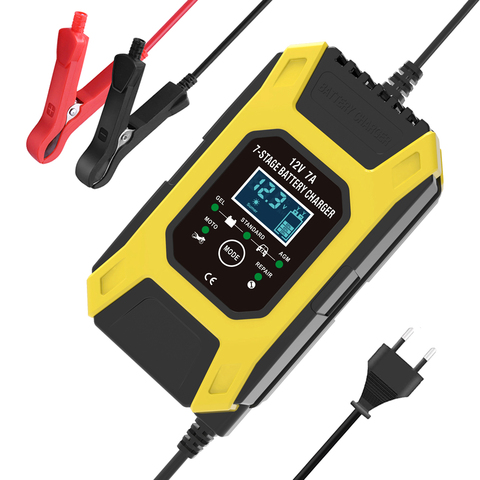 FOXSUR 12V 7A Charge de batterie à impulsions à 7 étages, chargeur de batterie de moto de voiture AGM à cycle profond EFB GEL humide, mainteneur et déulfateur ► Photo 1/6