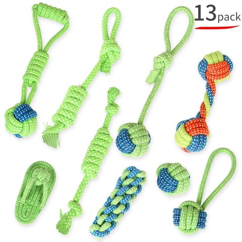 Jouets en caoutchouc pour petits chiens, 13 pièces, résistance aux morsures, nettoyage des dents, formation à la mastication, fournitures pour animaux de compagnie, chiot ► Photo 1/6