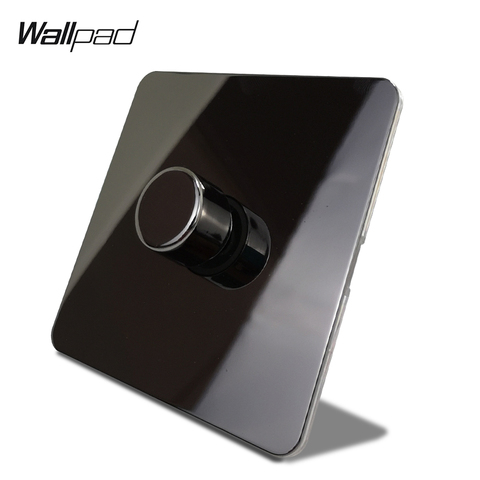 Wallpad-interrupteur de gradateur noir Nickel, 1 bouton, 2 voies, bouton poussoir-On-Off en acier inoxydable ► Photo 1/5