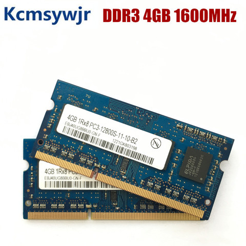 Jeu de puces ELPIDA 4GB 1Rx8 PC3 PC3L 12800S DDR3 1600Mhz 4gb Module de mémoire pour ordinateur portable SODIMM RAM ► Photo 1/1