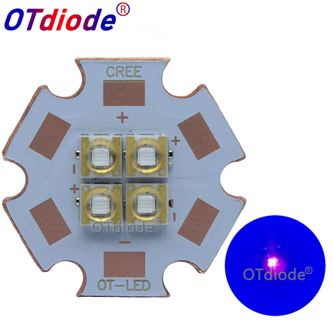 10 W-12 W a épilé 3535 Ultra Violet UV 365nm 380nm 395nm 420nm 4 puces haute puissance lampe à LED 3 V/7 V/14 V Source lumineuse 20mm PCB de cuivre ► Photo 1/6