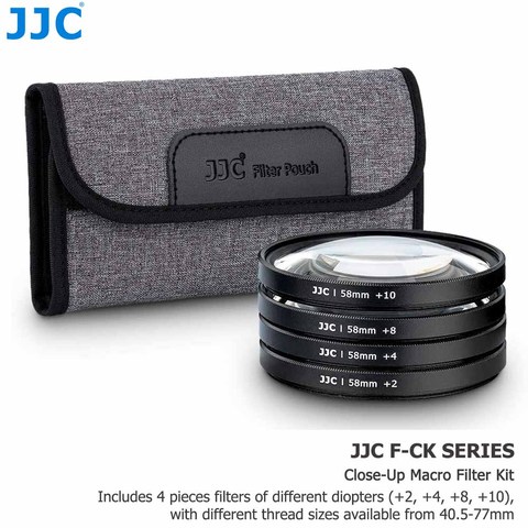 JJC – Kit de filtre Macro + 2 + 4 + 8 + 10, 40.5mm, 49mm, 52mm, 55mm, 58mm, 62mm, 67mm, 72mm, 77mm, avec étui de filtre d'appareil photo ► Photo 1/6