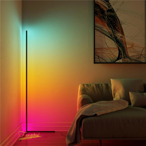 Lampe d'angle LED autoportante colorée au design moderne, luminaire décoratif d'intérieur, idéal pour un salon ou une chambre à coucher ► Photo 1/6