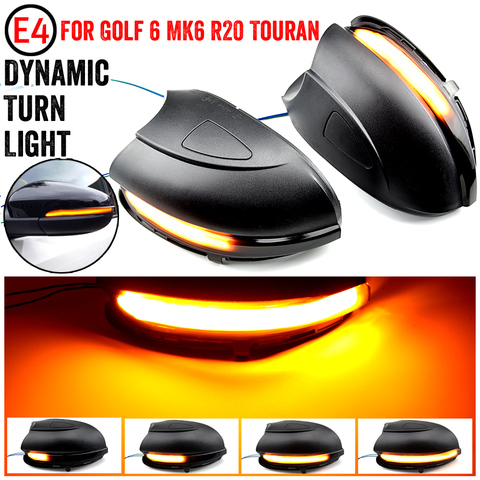 Pour VW GOLF 6 MK6 GTI R32 08-14 Touran LED clignotant dynamique aile latérale rétroviseur lampe avec coque inférieure ► Photo 1/6