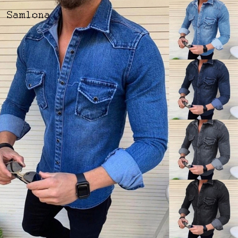 Veste en Jean à manches longues pour homme, vêtement d'extérieur mince, grande taille 3xl, mode automne décontracté ► Photo 1/6