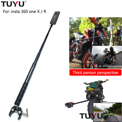 TUYU moto vélo support de caméra guidon miroir montage support support pour Insta360 One R Invisible Selfie Stick accessoires ► Photo 1/6