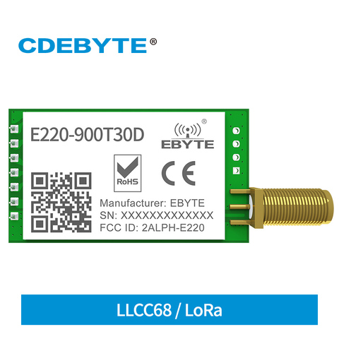 LoRa 868MHz 915MHz LLCC68 Module Sans Fil 30dBm Longue Range10km RSSI CDEBYTE E220-900T30D SMA-K UART Émetteur Récepteur SEMTECH ► Photo 1/6