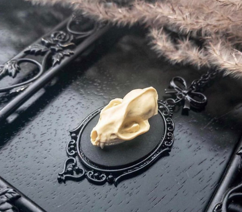 Collier en Faux crâne de chauve-souris, collier en forme de crâne, gothique, sombre, sorcière, païen, Wiccan, cadeau, Style gothique ► Photo 1/2