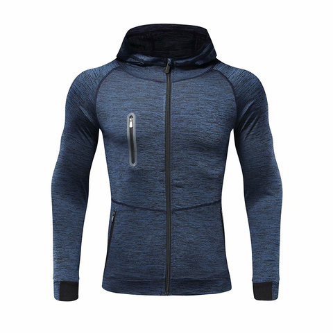 Sweat-shirt à capuche pour homme, manteau de sport d'automne, séchage rapide, entraînement, course, athlétisme, fermeture éclair, décontracté, Jogging ► Photo 1/6