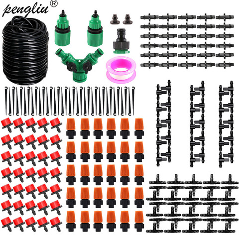 Microsystème d'arrosage automatique à égouttage pour jardin, spray d'irrigation tuyau 10-60 m, kits pour plantes en pot gazon serre ► Photo 1/6