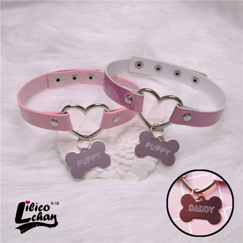 2022 nouveau rose pêche coeur chien os forme papa & chiot tour de cou court clavicule colliers mode bijoux pour fille mignon bijoux DDLG ► Photo 1/6