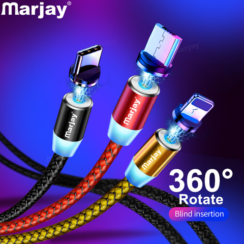 Marjay – Câble magnétique Micro USB de type C charge rapide, dispositif pour chargeur iPhone, Samsung, Android, cordon de téléphone portable ► Photo 1/6