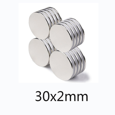 Disque magnétique rond 30x2mm en néodyme, lot de 3/5/10 pièces, 30x2mm ► Photo 1/4