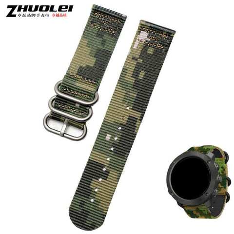 Bracelet en NYLON 18mm 20mm 22mm 24mm avec anneau en acier inoxydable fermoirs Camouflage armée vert hommes sports de plein air tressé sangle ► Photo 1/6