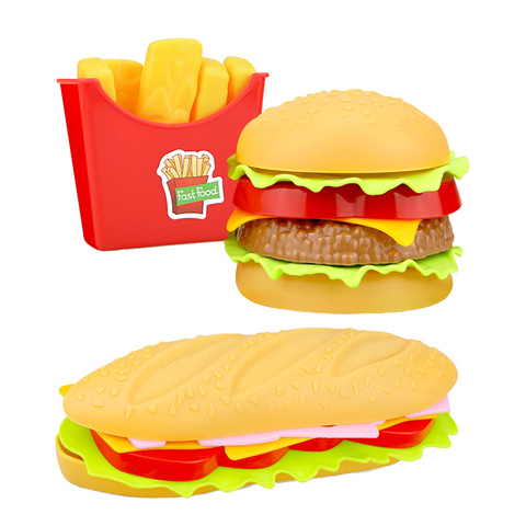 Jouets de cuisine de Simulation pour enfants, hamburgers Hotdog, frites, jouet de cuisine, maison jeu, jouets éducatifs pour enfants ► Photo 1/6