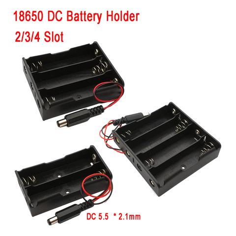 Nouveau support de batterie noir bricolage 2x3x4x18650 boîte de rangement avec prise d'alimentation cc 5.5x2.1mm plastique + Meta 1 pièce ► Photo 1/4