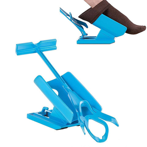 1pc chaussette Slider Aid Blue Aid Kit aide à mettre les chaussettes sans plier corne de chaussure adapté aux chaussettes Support de renfort de pied ► Photo 1/6