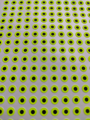 3mm 4mm 5mm 5.5mm 7mm jaune 2D lueur sur lumière UV pêche leurre yeux yeux plats mouche attachant gabarits artisanat manivelle ► Photo 1/3