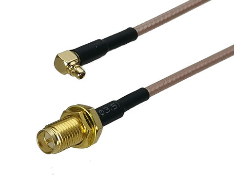 Écrou de raccordement Coaxial RF, 4 à 5M, RG316 RP-SMA, femelle, cloison vers prise mâle MMCX, connecteur à angle droit, câble Pigtail, 1 pièces ► Photo 1/4