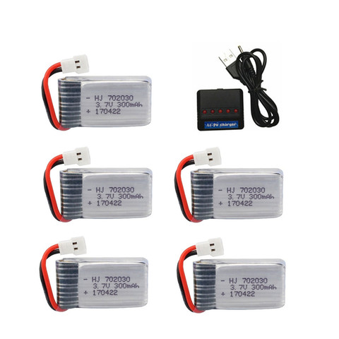 Batterie Lipo 3.7V 300mAh + chargeur pour Hubsan H107 Syma X11C FY530 Udi U816 U830 F180 E55 FQ777 FQ17W RC Drone 702030 batterie ► Photo 1/6