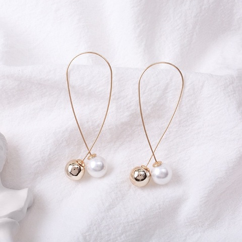 2022 nouvelle croix Imitation perle Boucles D'oreilles longue Simple mode Boucles D'oreilles Femmes bijoux de mariage Boucles D'oreilles Pour Les Femmes ► Photo 1/6