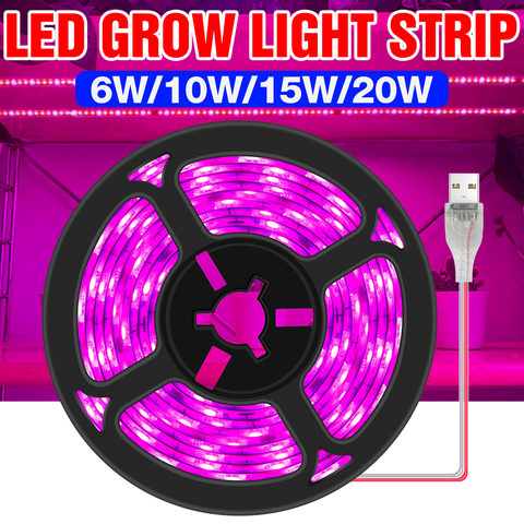 Lampe LED phytolampe à spectre complet, USB, ruban lumineux de croissance Flexible, étanche, ampoule pour plante, SMD, 5V ► Photo 1/1