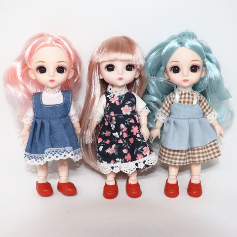 Nouveau 16cm Bjd poupée 13 Joints mobiles 3D réel oeil haut de gamme robe peut habiller mode poupée nue enfants bricolage fille jouet meilleur cadeau ► Photo 1/6