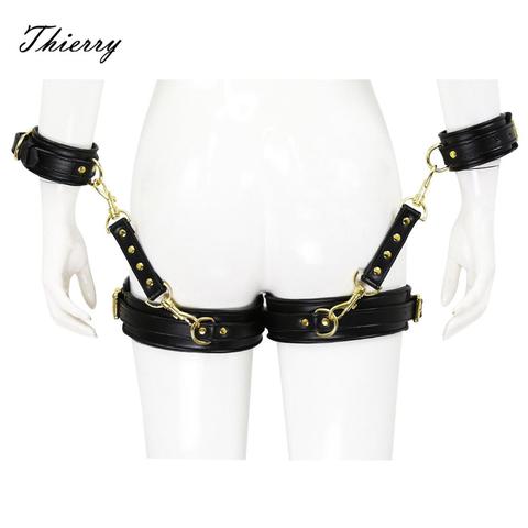 Thierry 3 pièces/ensemble Bondage retenue jeux pour adultes jouets sexuels pour femme, menottes, menottes jambes, connexion, esclave fétiche érotique ► Photo 1/6