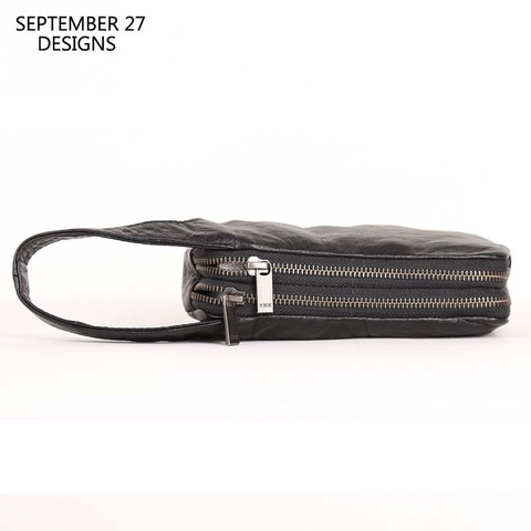 Nouveau Style pochette hommes en cuir véritable homme organisateur longs portefeuilles haut de gamme 100% peau de vache téléphone sacs à main Double fermeture éclair argent sac ► Photo 1/6