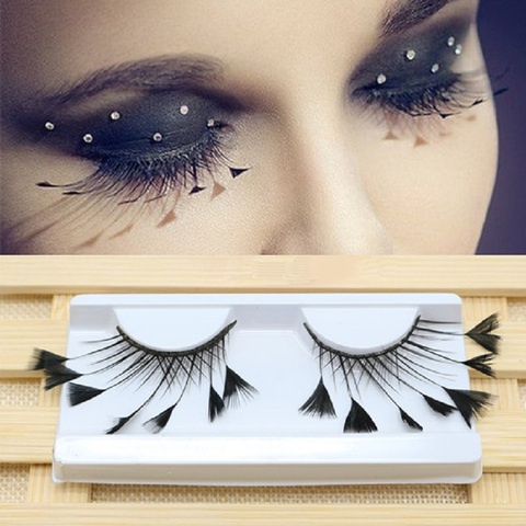 Faux-cils plumes de personnalité exagérés, 1 paire, scène Catwalk, faux cils d'art, 100% fait à la main, outil d'extension de cils ► Photo 1/6