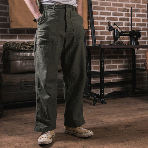 Pantalon utilitaire, NON STOCK, Fatigue, pantalon militaire de boulanger, en satin vert militaire OG-107 ► Photo 1/6
