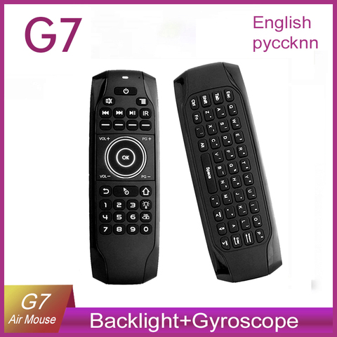 Mini clavier G7 Win10 GYRO air mouse, rétroéclairé LED, gyroscope à 6 axes, télécommande TV pour ordinateur portable, HTPC ► Photo 1/6