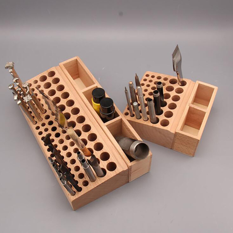 Porte-outils en cuir de hêtre, 98/46 trous, boîte de rangement pour poinçon, organisateur ► Photo 1/3