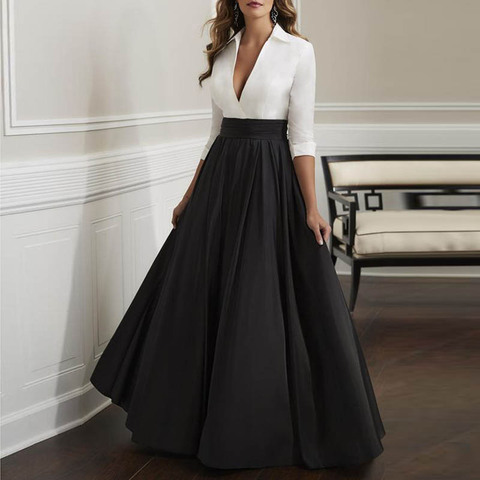 Jupe Maxi en Satin noir pour femmes, Vintage, taille haute, longueur au sol, jupe pour femmes au bureau ► Photo 1/6