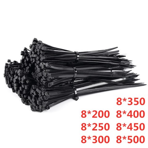 Lot de 100 attaches de câble en plastique et Nylon, autobloquantes, noires, 8x200, 8x500 ► Photo 1/6