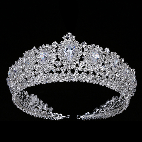 Hadiyana-couronne de mariage en Bling, diadème, diadème avec cristal de zircone, diadèmes de femmes élégantes et couronnes pour fête, spectacle BC3232 ► Photo 1/6