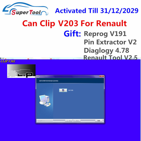 Can Clip V203 Scanner de Diagnostic pour Renault, activation à 2029, câble OBD2, lien logiciel + 3 Reprog V191 + extracteur de broches + dialogue ► Photo 1/2