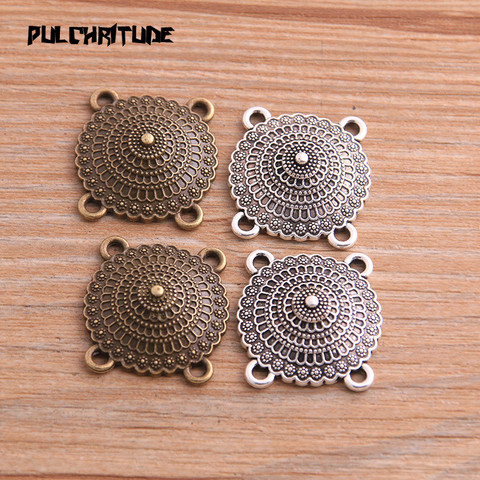 8 pièces 21*22mm nouveau produit deux couleurs en alliage de Zinc rond poreux connecteurs fabrication de bijoux bricolage artisanat à la main ► Photo 1/6