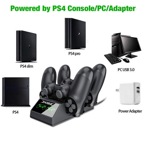 Station de chargement rapide 4 Mini ports de chargeur Micro Base de charge pour PS4 /PS4 SLIM /PS4 PRO contrôleurs avec lumières de LED ► Photo 1/6