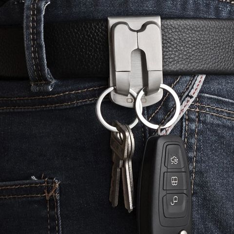 1Pc acier inoxydable porte-clés sécurité pince sur ceinture robuste clé Clip ceinture porte-clés clé accessoires ► Photo 1/6