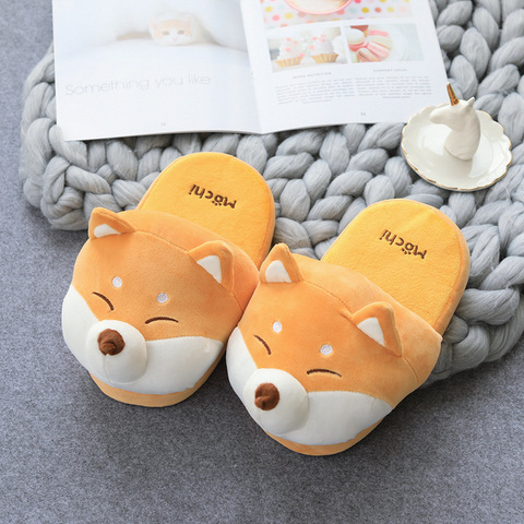 Pantoufles d'intérieur antidérapantes en coton pour hommes, pantoufles en peluche, motif Animal amusant, doux, dessin animé, chien, Couple, chaussures chaudes ► Photo 1/6