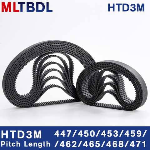 HTD – ceinture de synchronisation 3M, 447/450/453/459/462/465/468mm 6/9/10/15mm de largeur, pas de ceinture synchrone à boucle fermée 3mm ► Photo 1/6