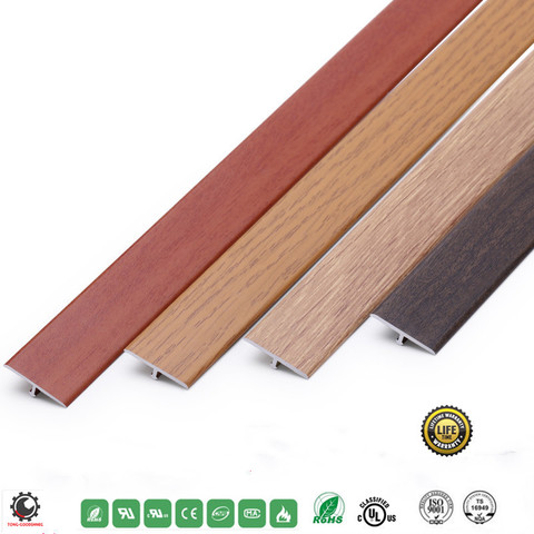 Bandes de coupe de plancher en bois en aluminium d'aviation épaissie, bandes de boucle de tuile en forme de T, bandes de seuil, ouvertures de porte en pierre, coutures ► Photo 1/6